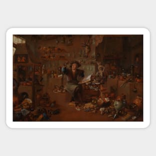 A Savant in his Cabinet by Mattheus van Helmont Sticker